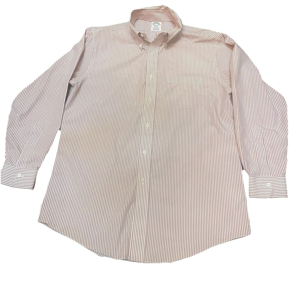 Brooks Brothers Regent Shirt Men 15.5 32 Mauve Stripe Non Iron Supima Cotton